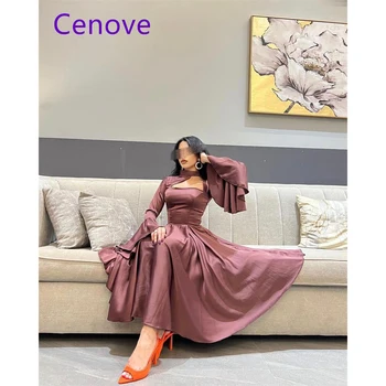 Рокля за бала Cenove трапецовидна форма, с дълги ръкави и рюшами, вечерна лятото елегантна рокля за жените 2023