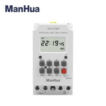 Manhua MS319B 200-240 vac 25A 99ON програмируем цифров таймер на Din-шина, училищният звънец регулатор на времето
