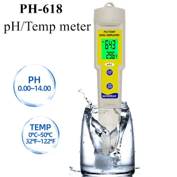 PH-618 Водоустойчив измерване на pH/Temp, машина за висока точност измерване на PH ATC, анализатор на качеството на водата, водоустойчив измерител за киселинността за аквариумного басейна