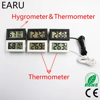 Мини цифров LCD авто термометър за домашни любимци, измерване на влажност, температурен сензор, термометър, влагомер, пирометр, термограф