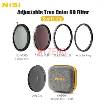 True Color Променлив nd vario 1-5 степени + nd16 + 1/4 черно мъгла + адаптер + капак на обектива + чанта за 67 72 77 82 95 филтър на обектива на камерата